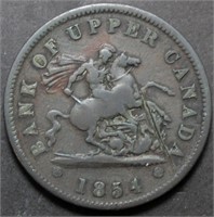Canada PC-6C1 Upper Canada 1854 One Penny Token Br