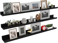 Giftgarden 47 Black Floating Shelves  Set of 3