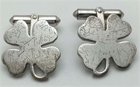 Sterling Silver Clover Cuff Links