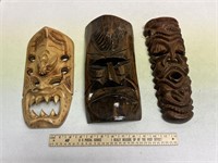 3 Wooden Tribal Masks