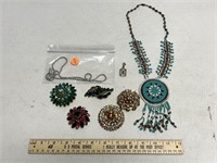 Assorted Costume Jewelry - Mostly Brooches