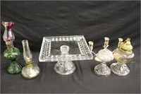 Cake Stand and Oil Lamps