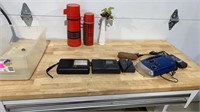 Radios and thermos in tub