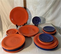 Early Fiestaware Orange & Blue, (9) Plates, (3)