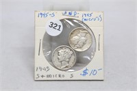 1945-S & 1945-Micro S - Mercury Dimes