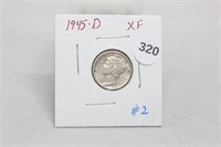 1945-D Lusterous XF  Mercury Dime