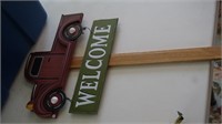 Red Truck Welcome Yard Sign