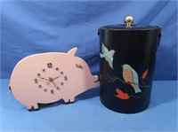 Wooden Pig Clock, Ice Bucket