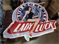 Bud Light Lady Luck Metal Adverstising Sign