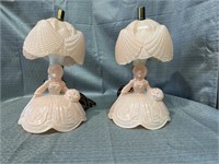 2 Mid Century Pink Lady Lamps