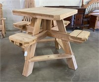 Amish Pine Bar Table with Four Adjustable Seats
