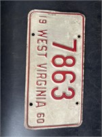 1960 WEST VIRGINIA LICENSE PLATE #7863