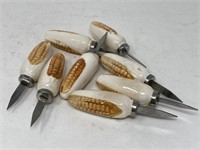 Vintage Ceramic and Stainless Corn Holders