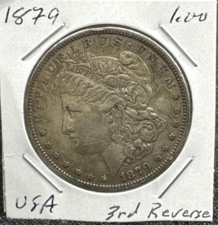 1879 US Silver Morgan Dollar - 3rd Reverse