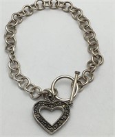 Sterling Silver Bracelet With Heart Pendent