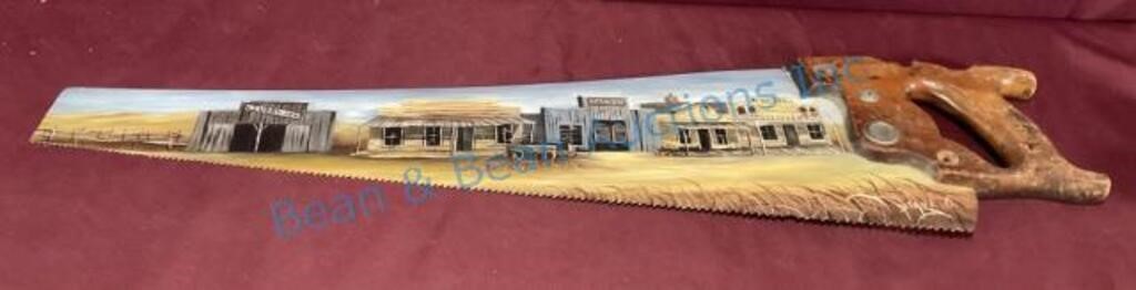 Hand painted saw by Estes Park artist