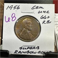 1956 WHEAT PENNY CENT HIGH GRADE RAINBOW