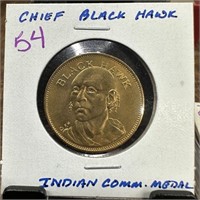 CHIEF BLACK HAWK INDIAN COMM MEDAL TOKEN