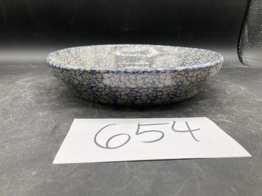 Stoneware Blue Spongeware Pie Dish9.6"