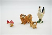 Miniature Figurines ~ Dogs, Fish & Rooster