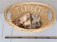 Large Wicker Basket w Animal Figures