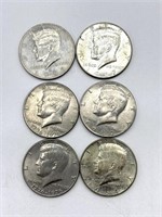 (6) Kennedy Half Dollars : 1964, 1967, 1976,