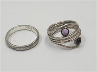 2 Sterling Silver Rings Sizes 5.5 & 8