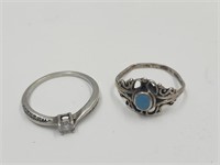 2 Sterling Silver Rings Sizes 6 & 7.5