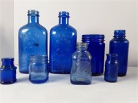 Cobalt Blue Glass Bottles & Jars (8)