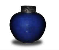 Chinese Blue-Glazed Jar, 18th C#