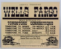 Wells Fargo Arizona Territory Embossed Metal Sign