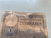 10 FRANCS BANKNOTE OF MORACCO