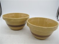 2 ROSEVILLE RRP CO YELLOW WARE MIXING BOWLS