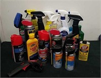 Assorted household cleaners and automobile spray