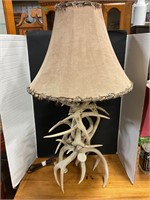 Antler lamp with shade 32” tall