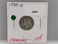 1939-S 90% Silv Mercury Dime