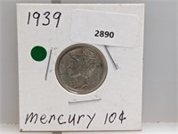 1939 90% Silv Mercury Dime