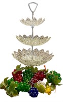 Crystal Tiered Server with Grape Decor