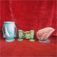 (3)Vintage Roseville pottery vases.