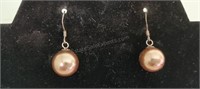 Sterling Silver Chocolate Pearl Drop Earrings