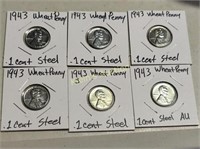 6 Us Wheat Pennies Steel Cents S Mint Too