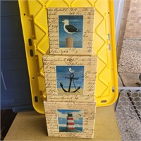 Nautical nesting photo boxes, set of 3