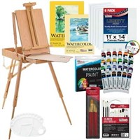 U.S. Art Supply 57-Piece Watercolor Set with Easel
