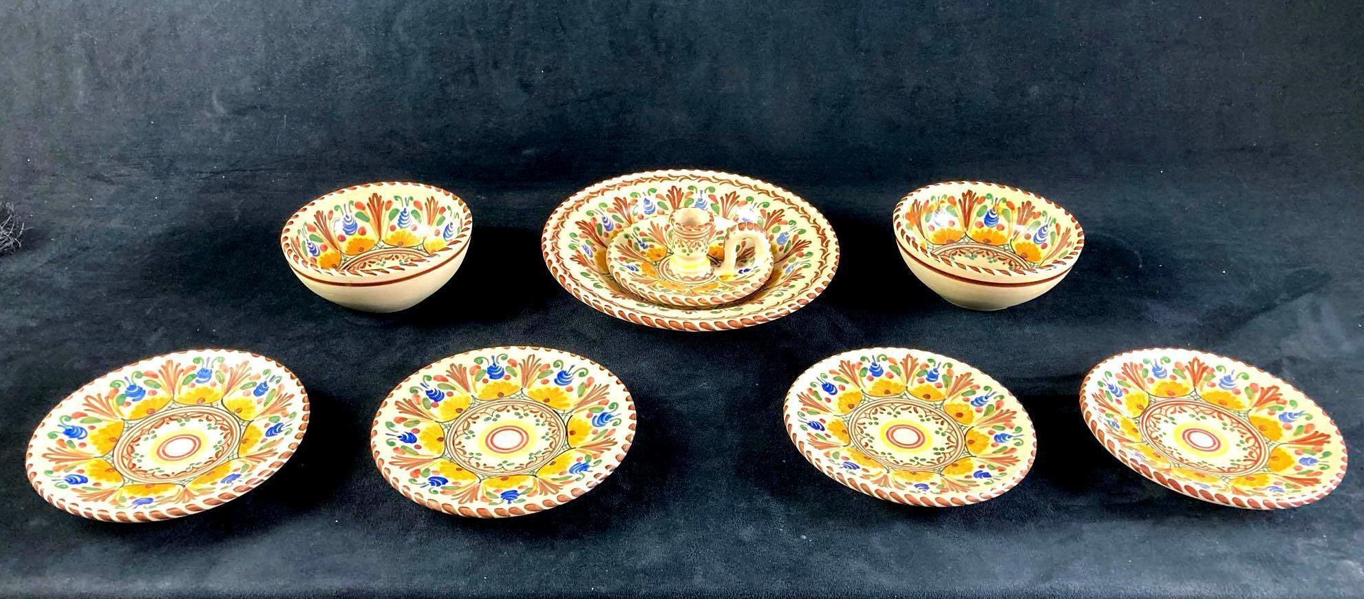 Set of Puente Pottery Plates and Bowls