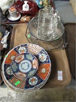 ENGLISH AND ORIENTAL DISHES & SILVER OVERLAY PCS.