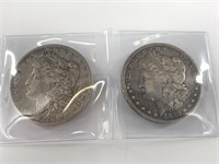 Two Morgan silver dollars 1880 and 1891 O