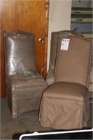 (3) Brown Fabric Chairs
