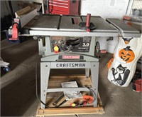 Craftsman Table Saw on Mobile Cart + Accessories