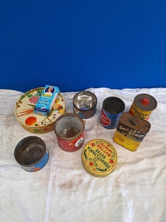 Tin Containers And Charcol Lighter Fluid
