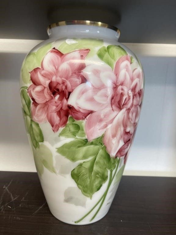 Signed Floral Porcelain Vase